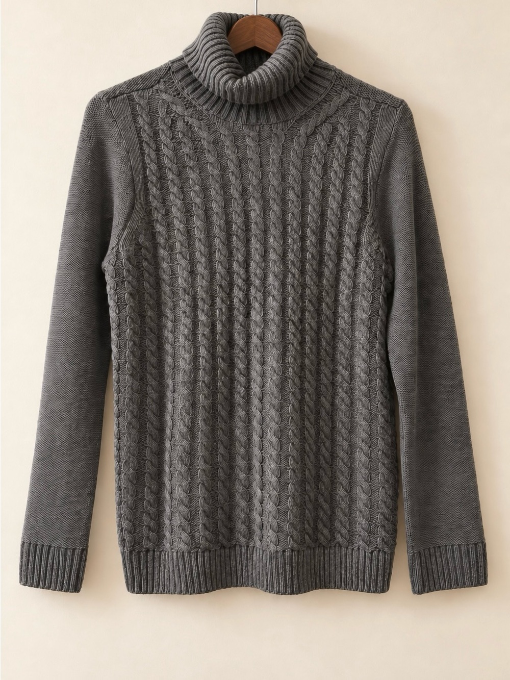 Croft & Barrow Charcoal Gray Cable Knit Turtleneck Sweater Size M